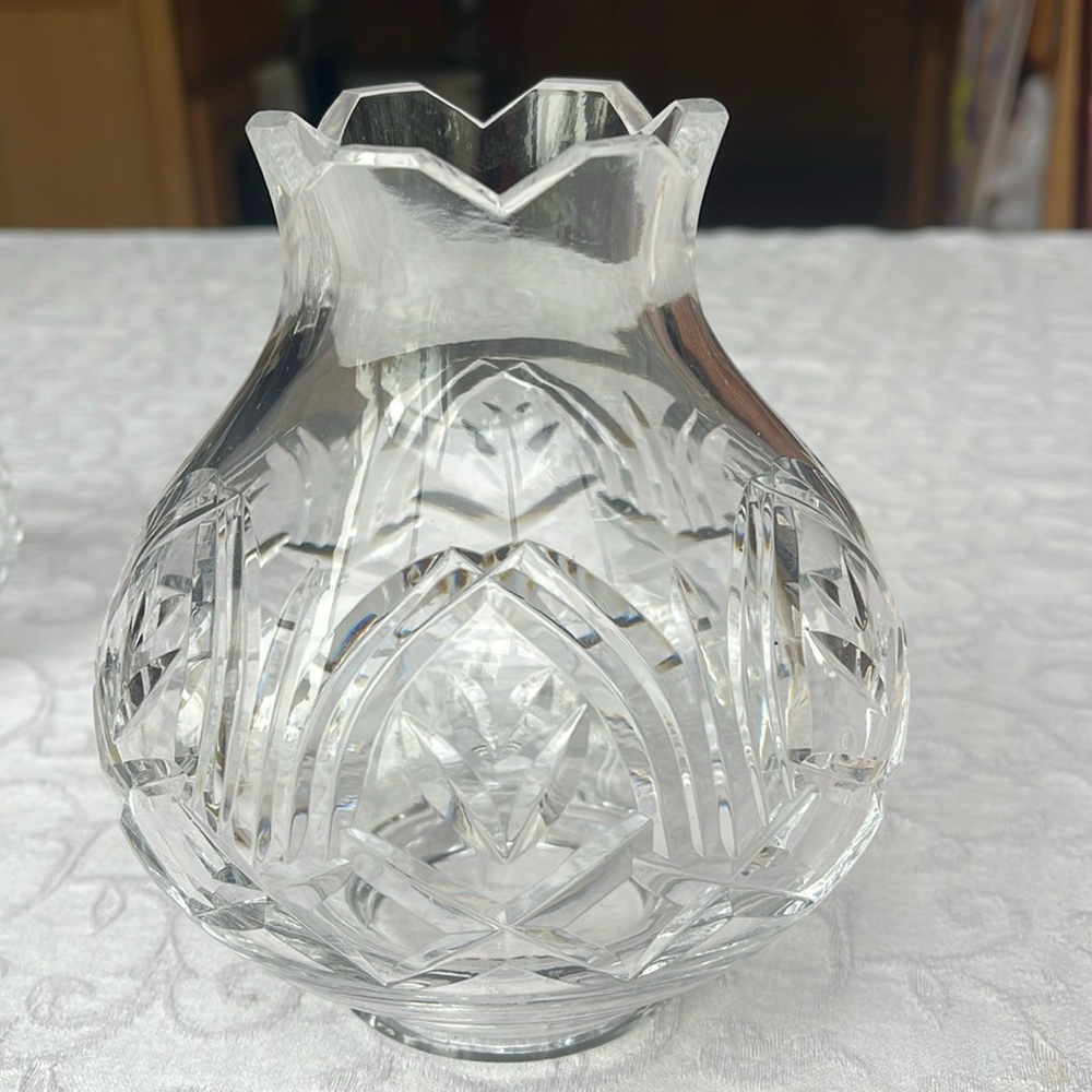 Vintage Waterford Crystal hurricane lamp and globe , globe only
